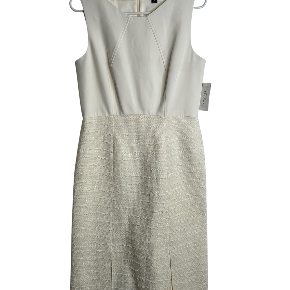 Carlisle Collection Sz 4 Sleeveless Mixed Media Knee Length Sheath New 3527